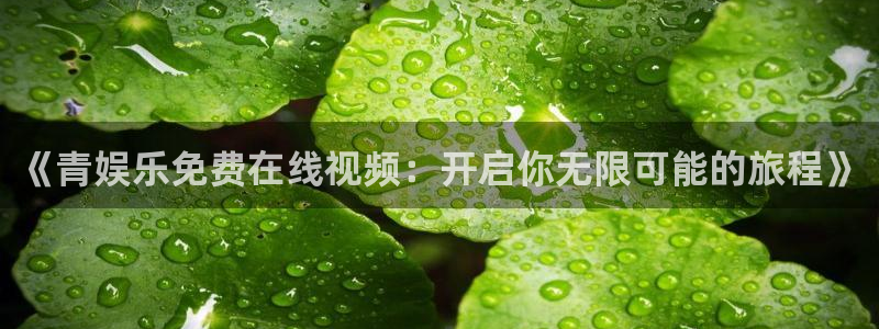 德国泰达娱乐集团：《青娱乐免费在线视频：开启你无限可能的旅程》